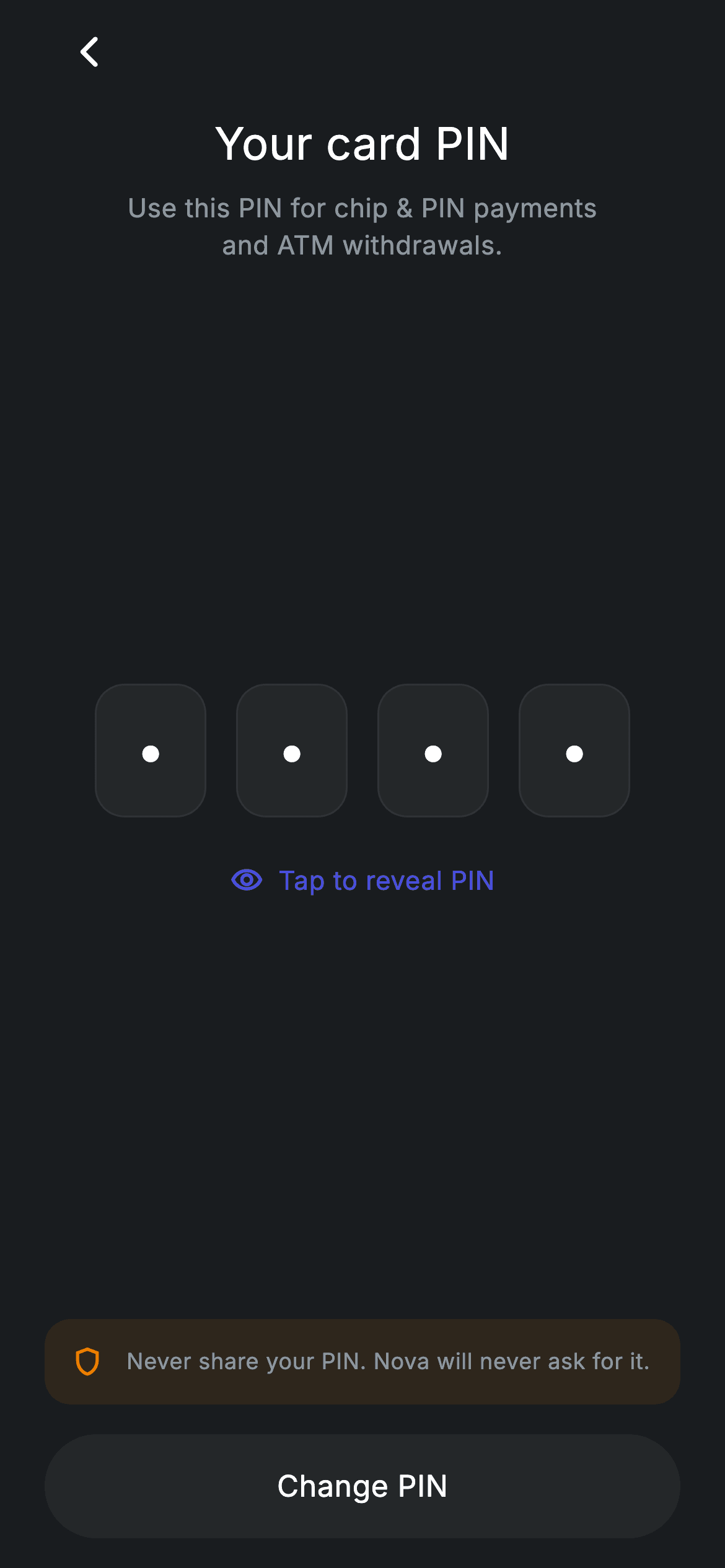 Fintech · Card PIN — Fintech Flutter screen