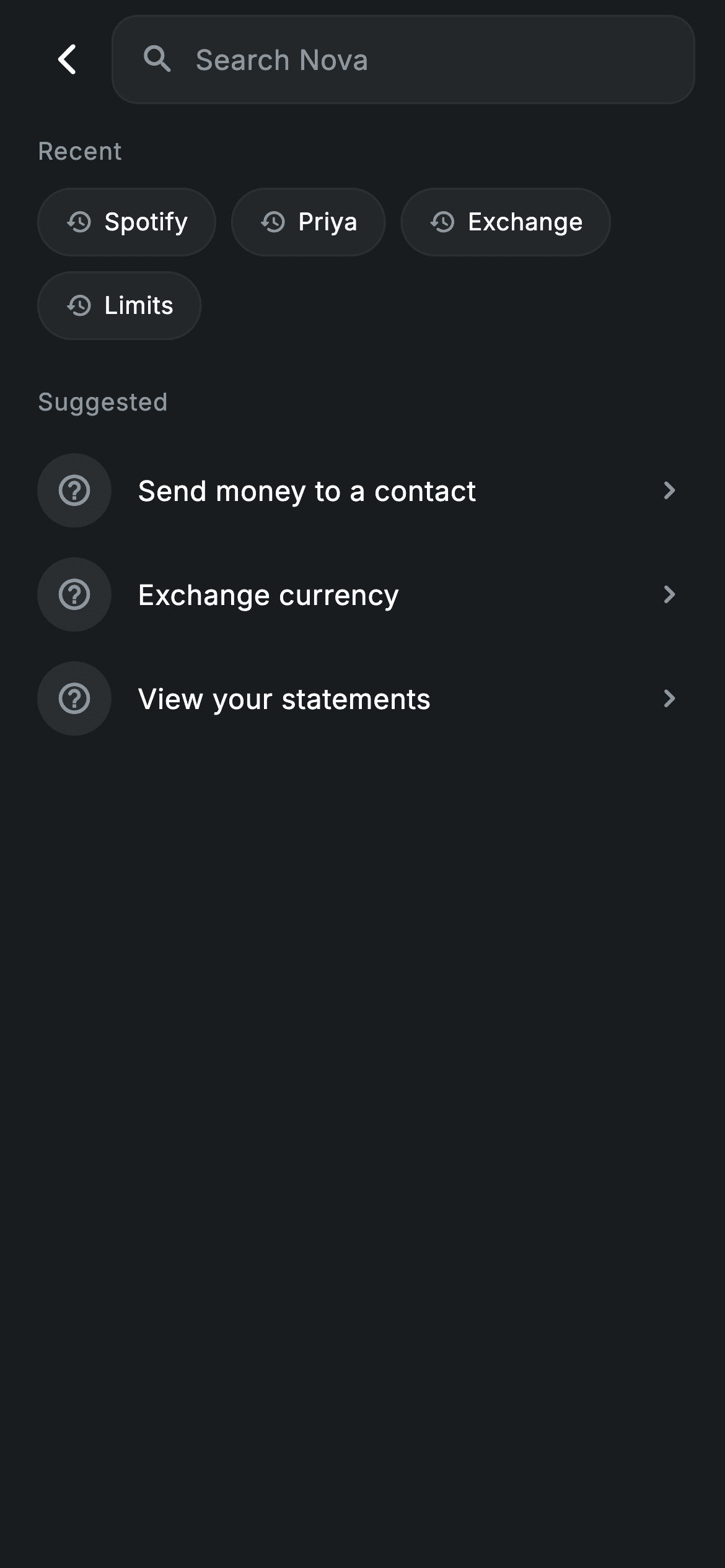 Fintech · Search — Fintech Flutter screen