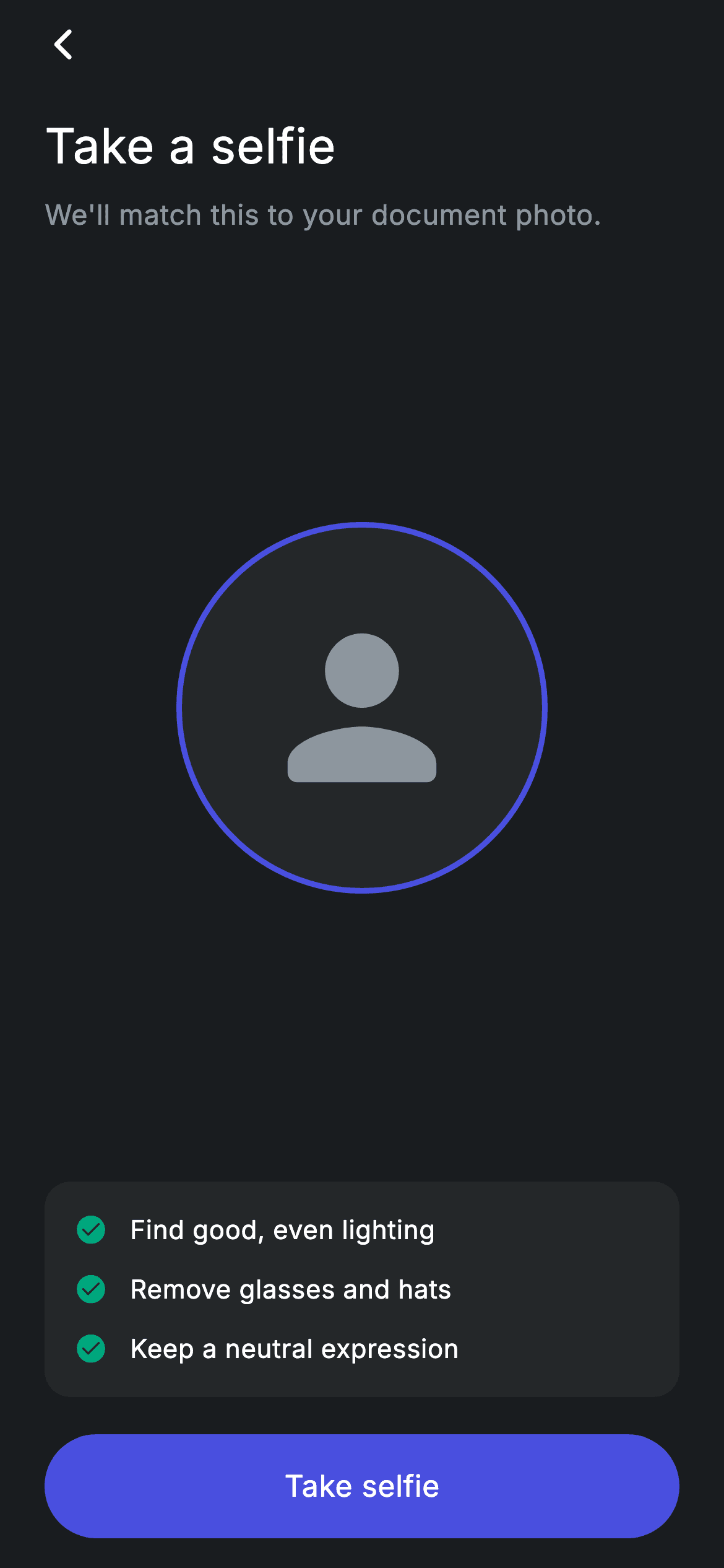 Fintech · KYC Selfie — Fintech Flutter screen