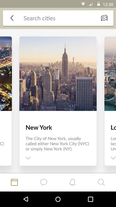 Cities — Travel Flutter screen