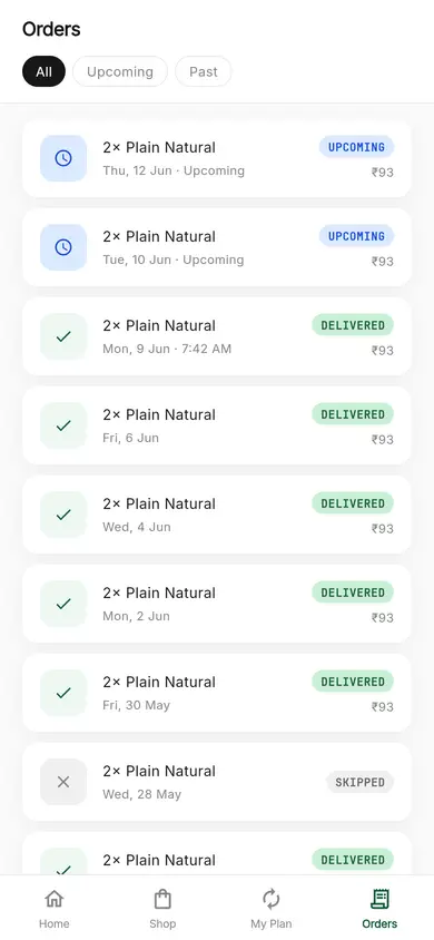 CocoNeer · Orders — Subscription Flutter screen