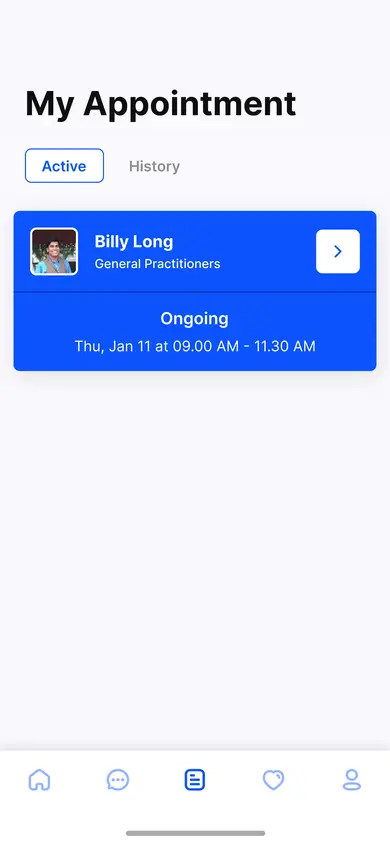 My appointments — Healthcare Flutter screen