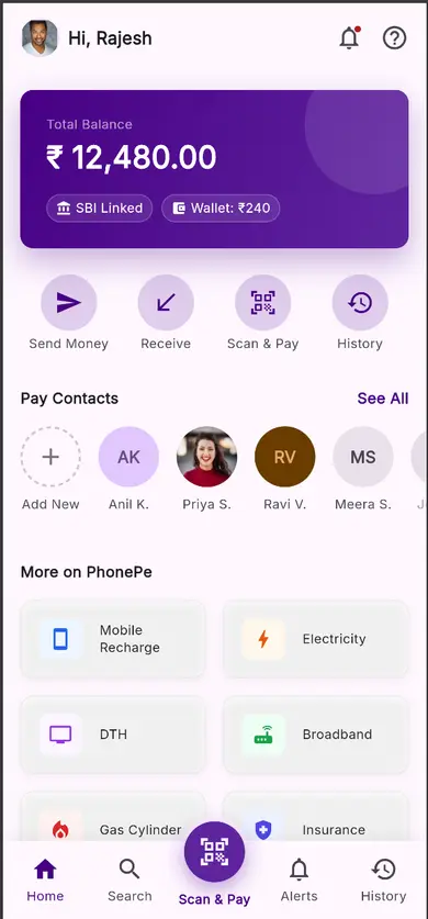 Payments Home — Finance Flutter screen