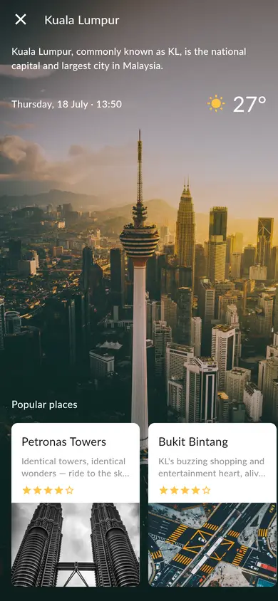 Travel · City Detail — Travel Flutter screen