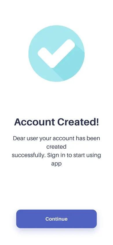 Wallet · Account Created — Authentication Flutter screen