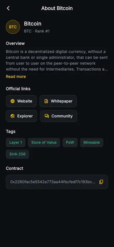 Aurum · About — Web3 Flutter screen