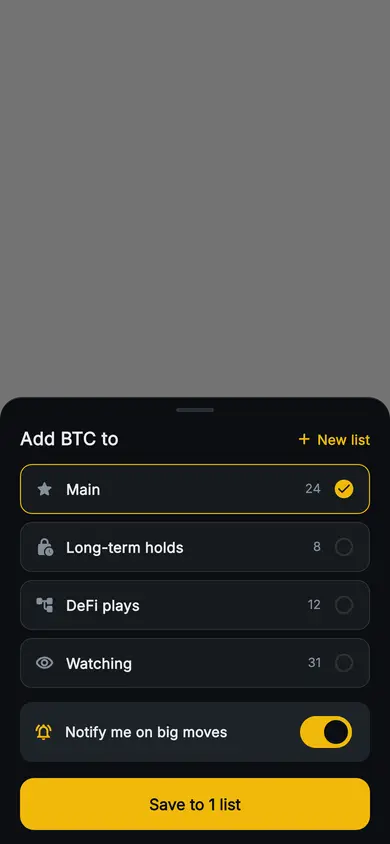 Aurum · Add to Watchlist — Web3 Flutter screen
