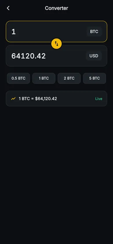 Aurum · Converter — Web3 Flutter screen