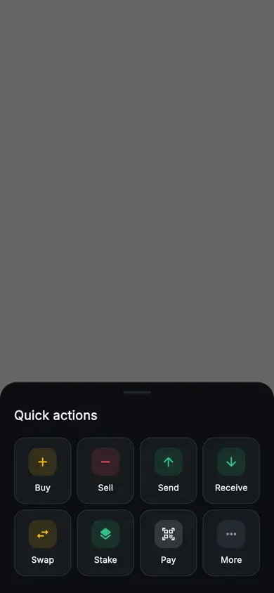 Aurum · Quick Actions — Web3 Flutter screen