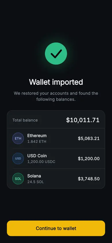 Aurum · Imported — Web3 Flutter screen