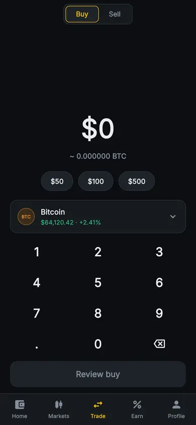 Aurum · Buy — Web3 Flutter screen