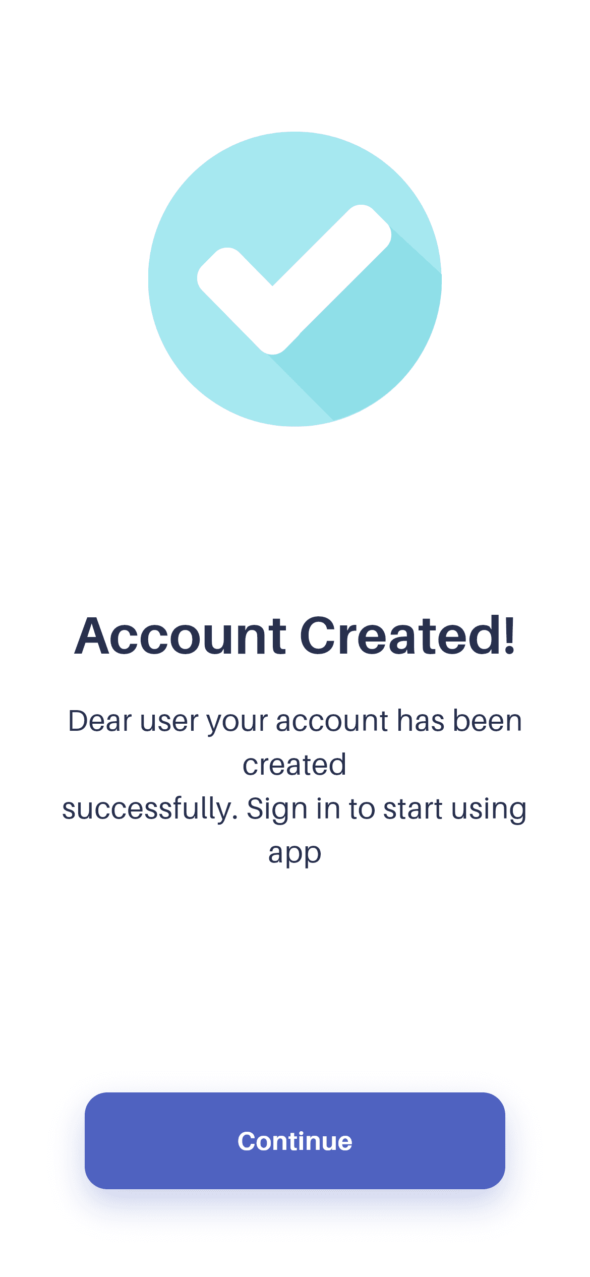 Wallet · Account Created — Authentication Flutter screen