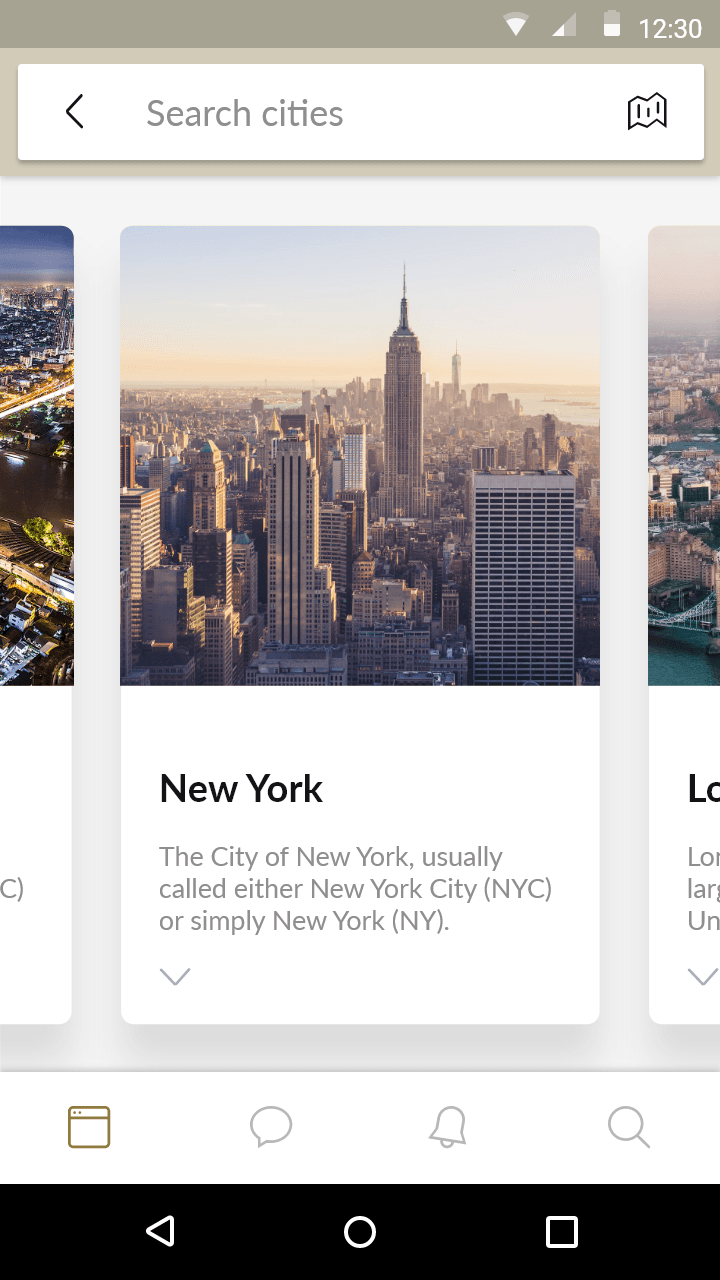 Cities — Travel Flutter UI screen