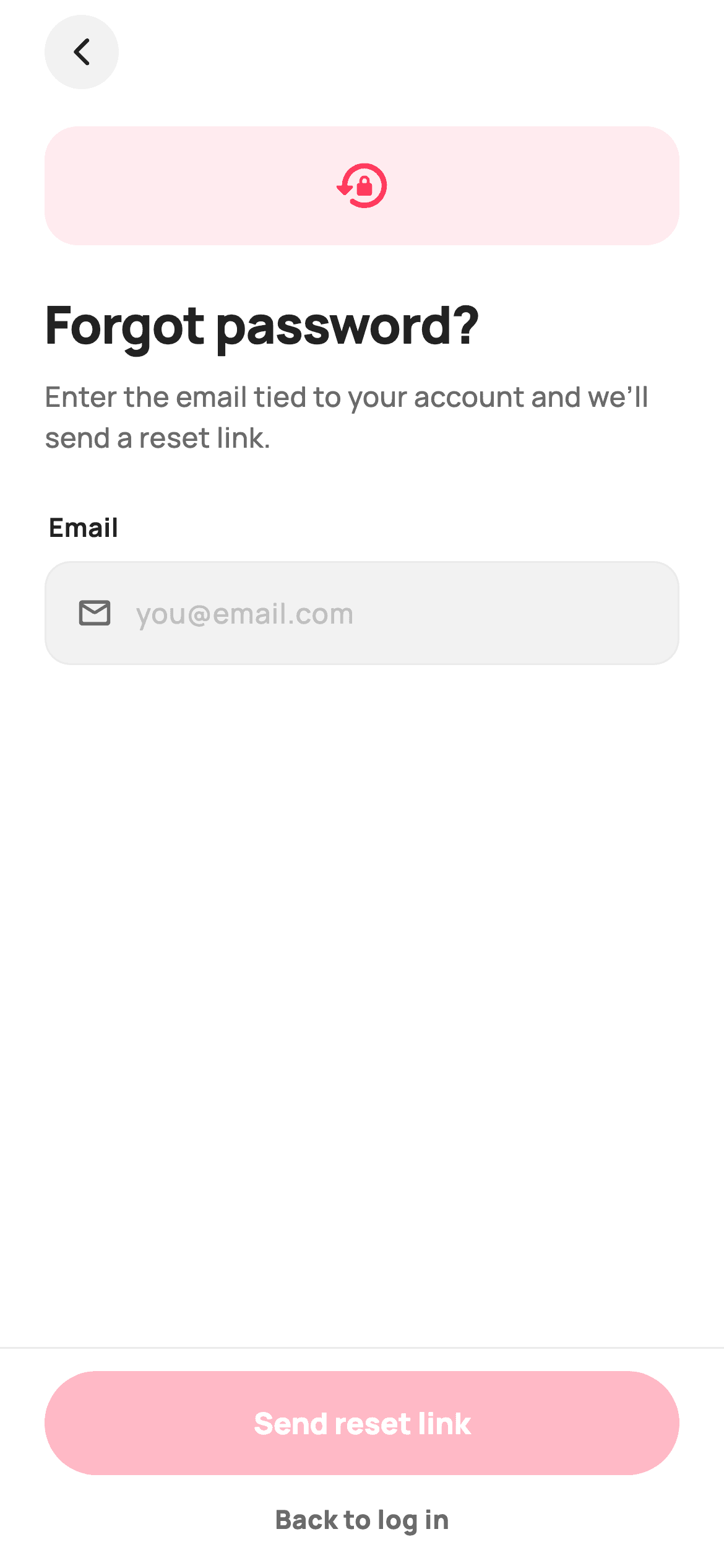 Forgot Password — E-commerce Flutter UI screen