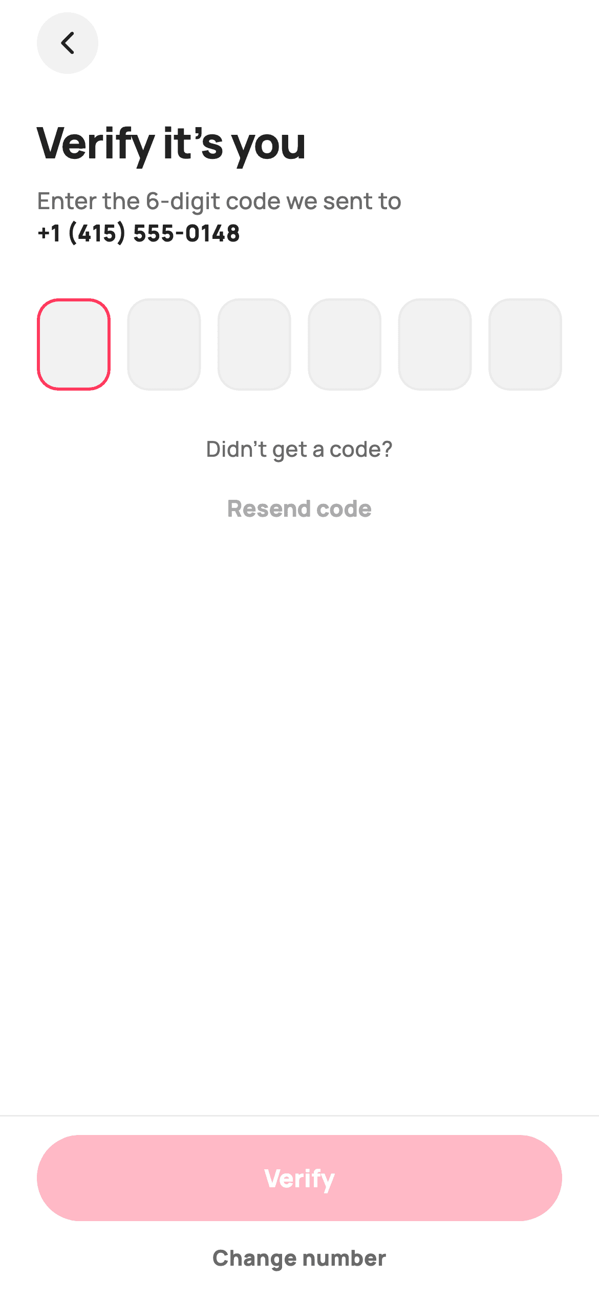 Verify code — E-commerce Flutter UI screen