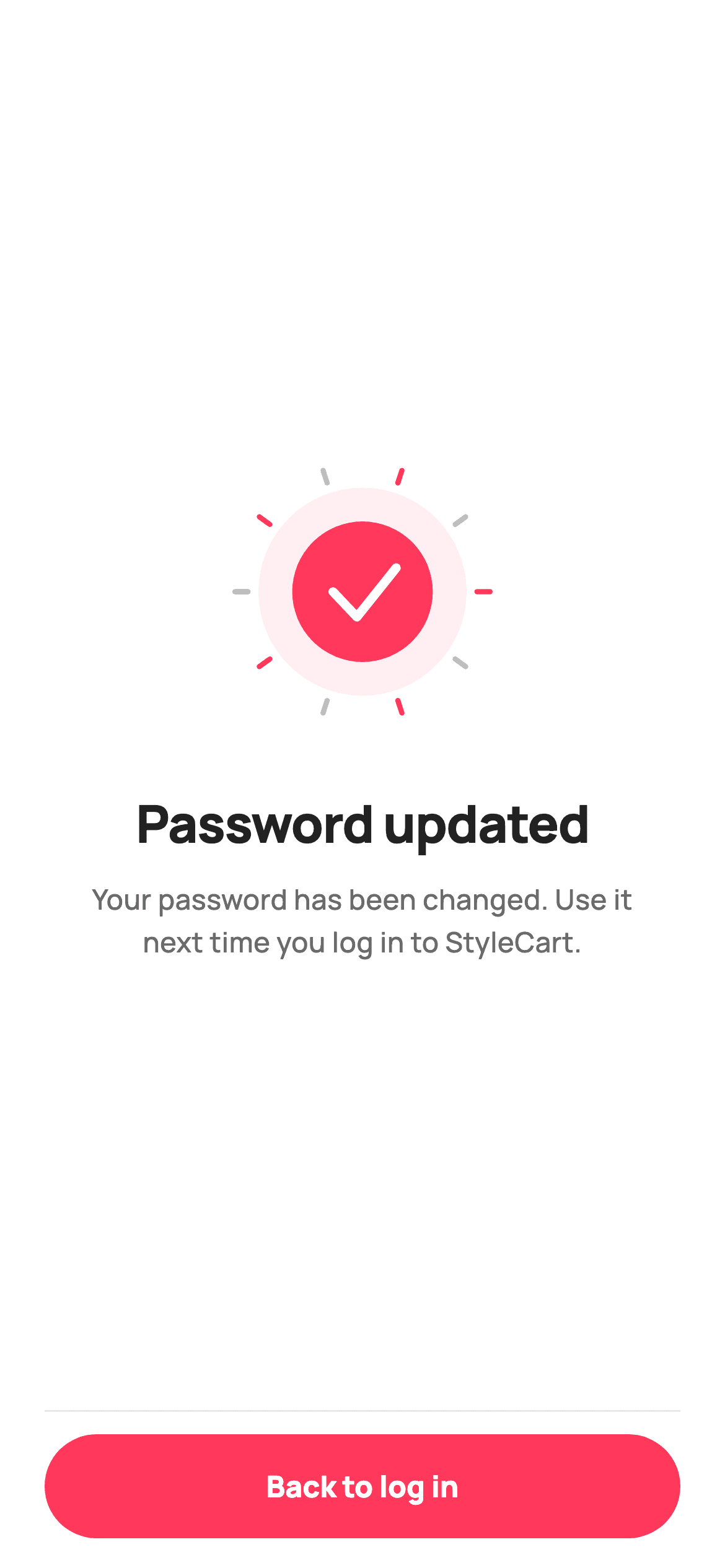 Password Updated — E-commerce Flutter UI screen