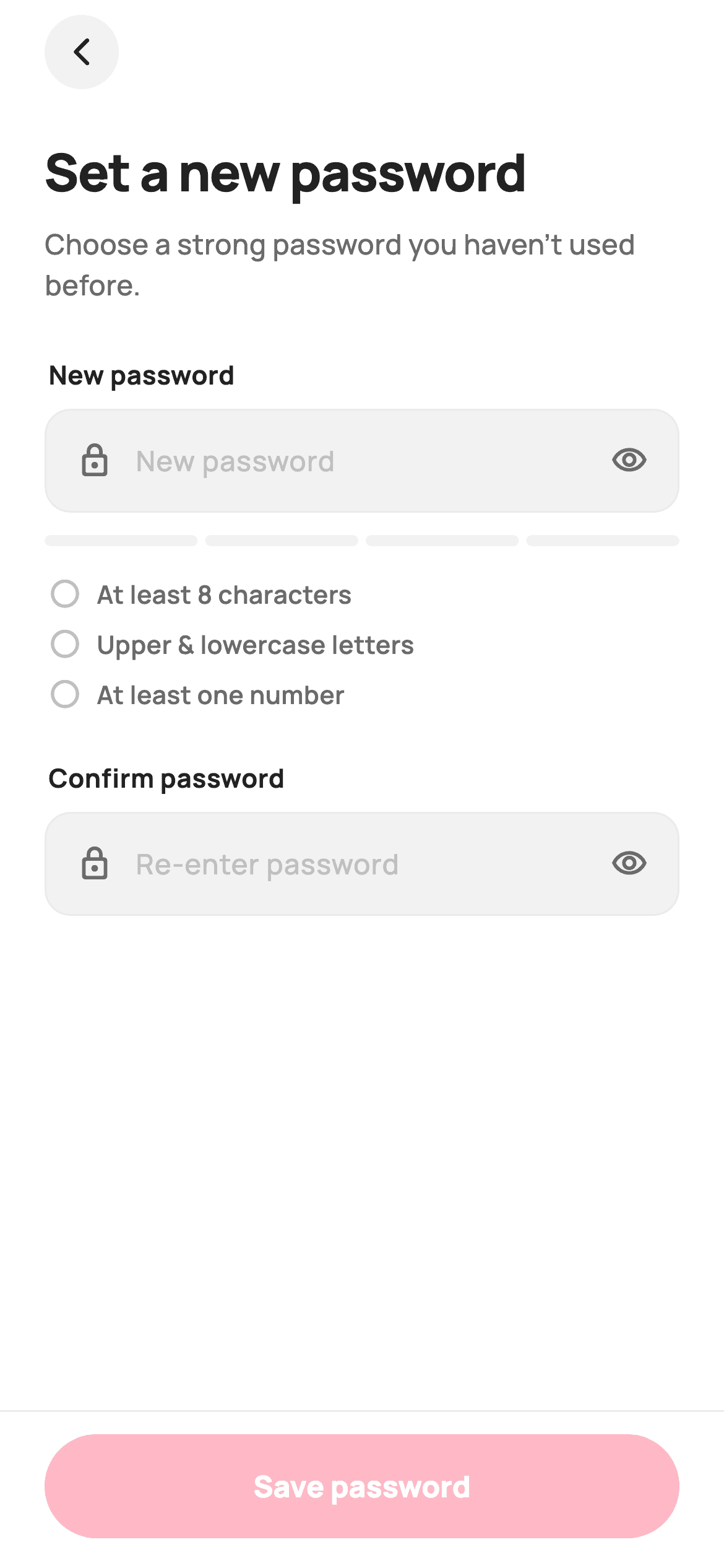 Reset Password — E-commerce Flutter UI screen