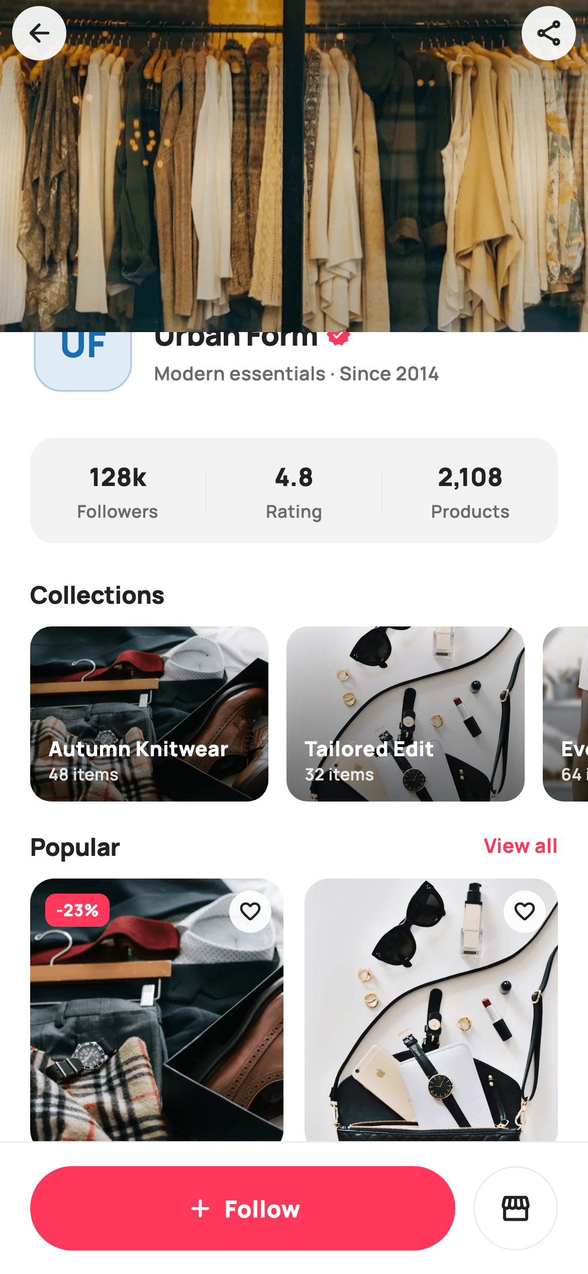 Brand Store — E-commerce Flutter screen