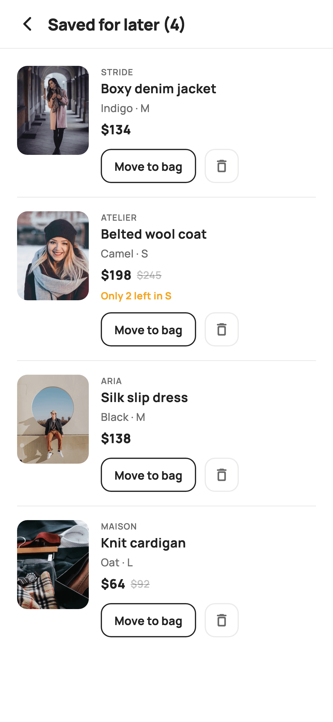 Saved For Later — E-commerce Flutter UI screen