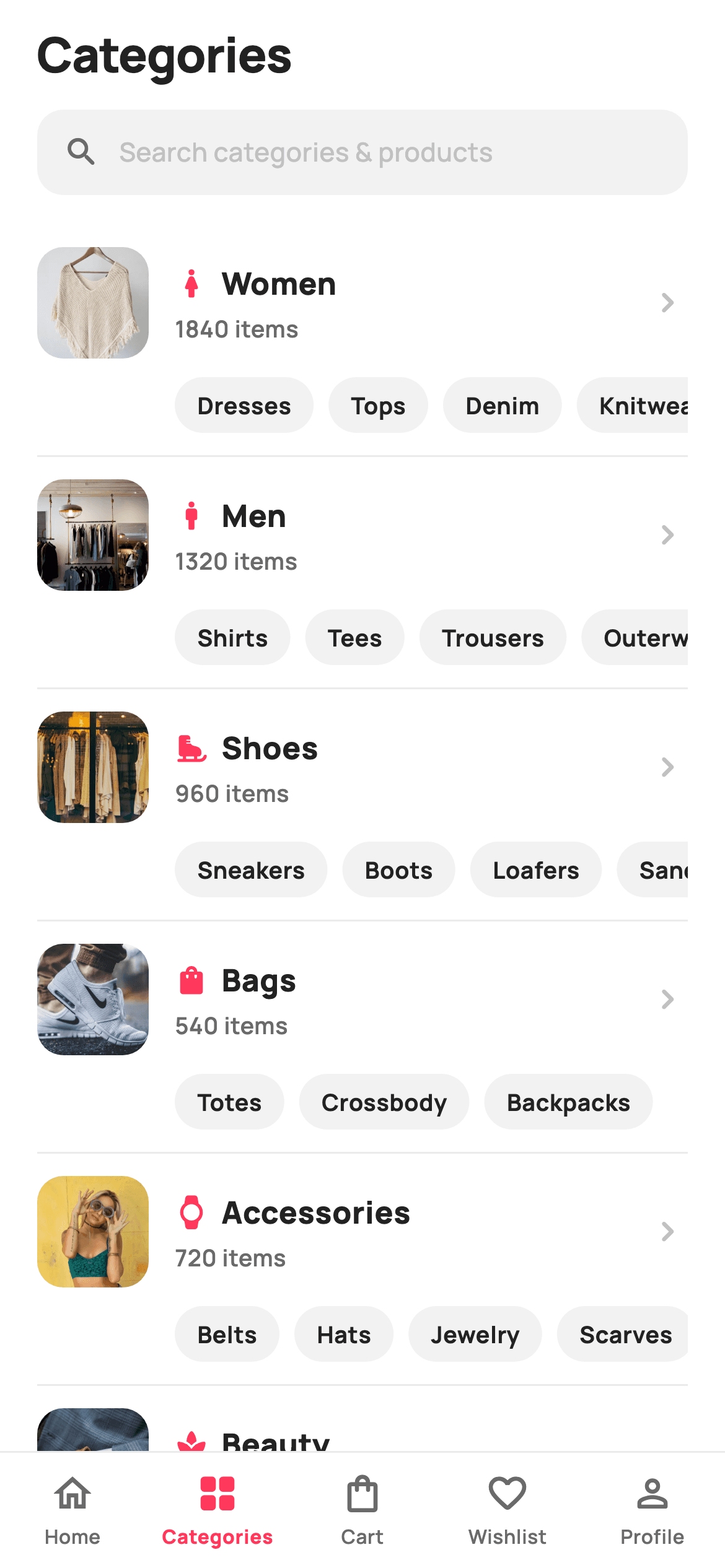 Categories — E-commerce Flutter UI screen
