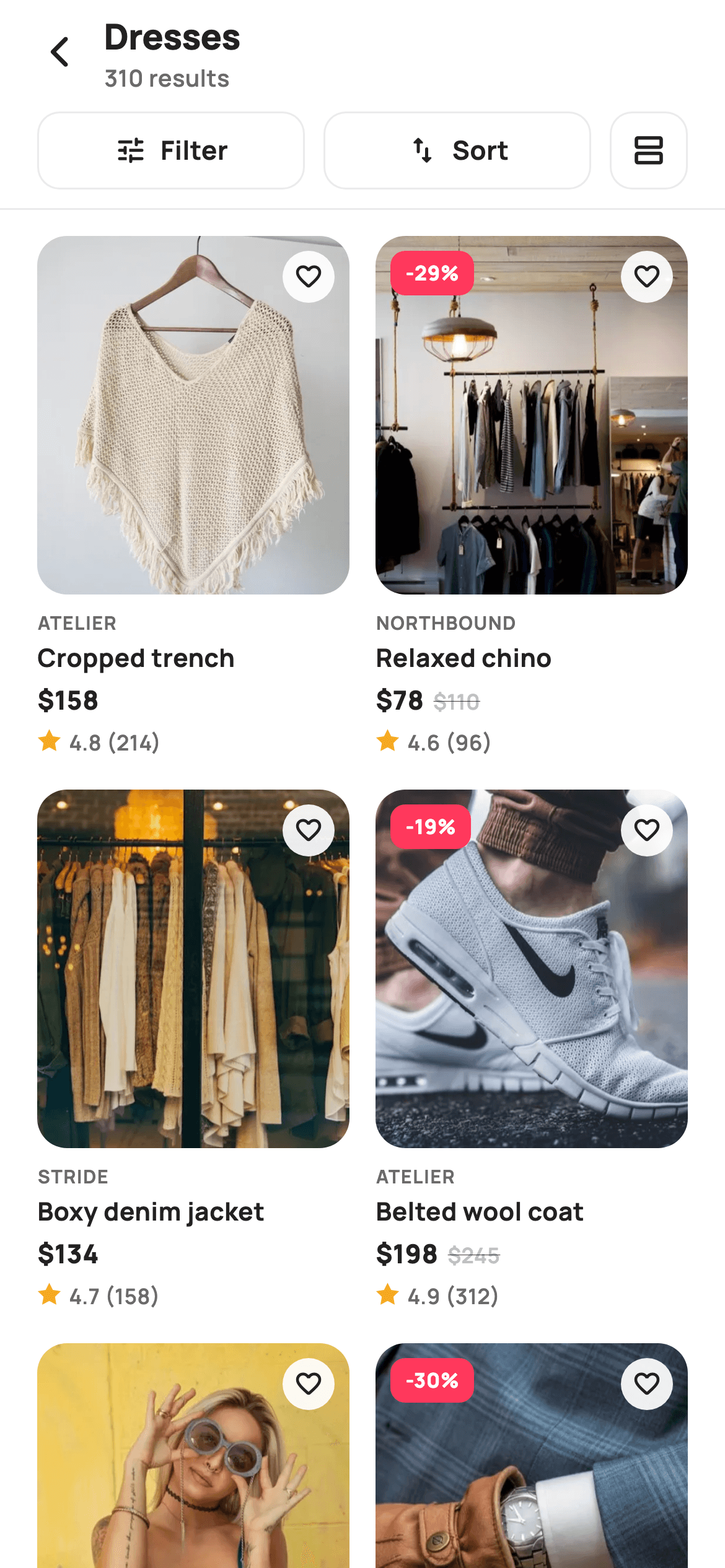 Category Listing — E-commerce Flutter UI screen