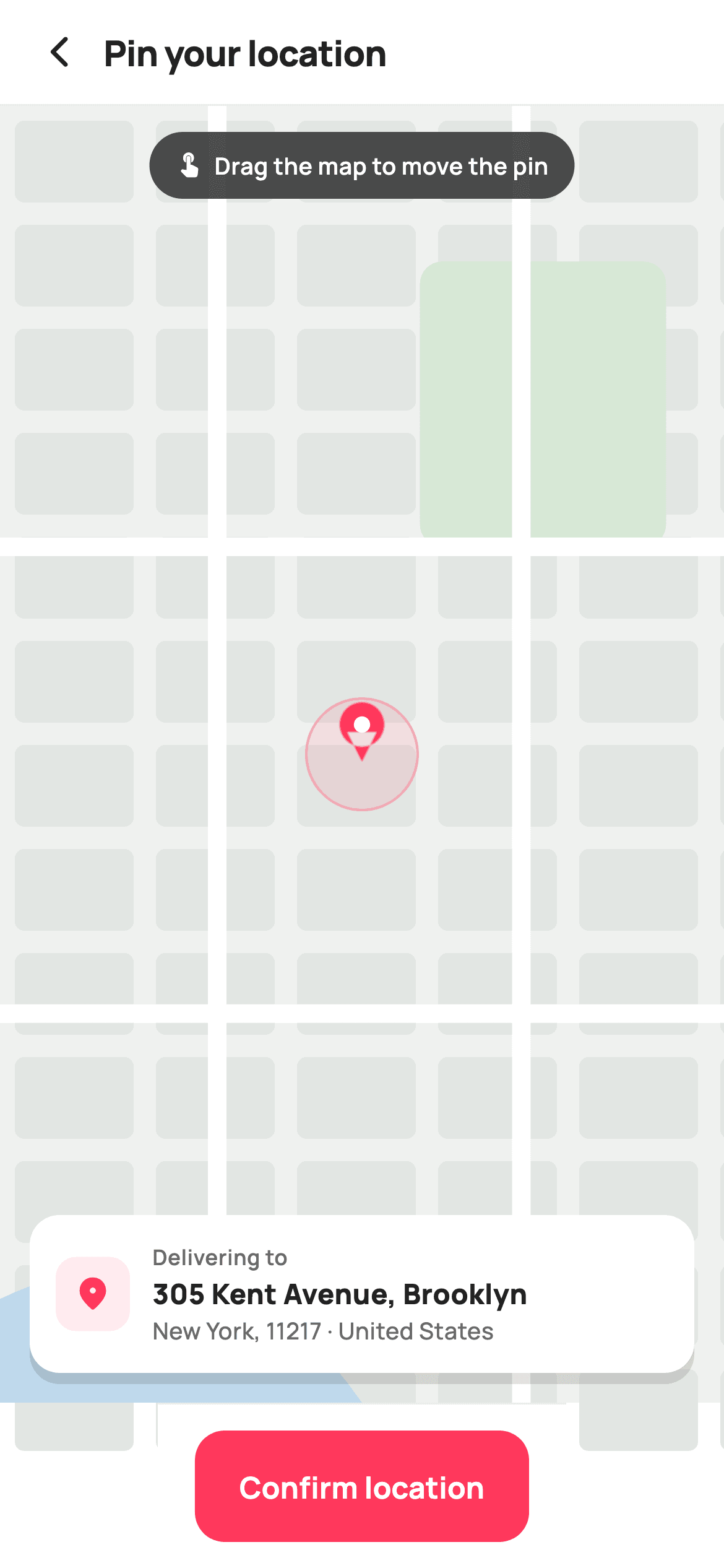 Pin your location — E-commerce Flutter UI screen