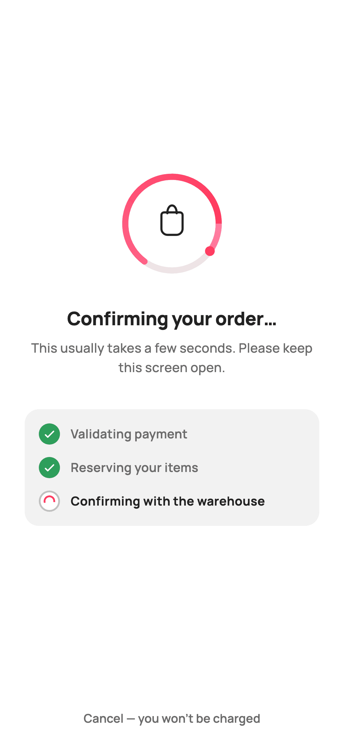 Order Processing — E-commerce Flutter UI screen