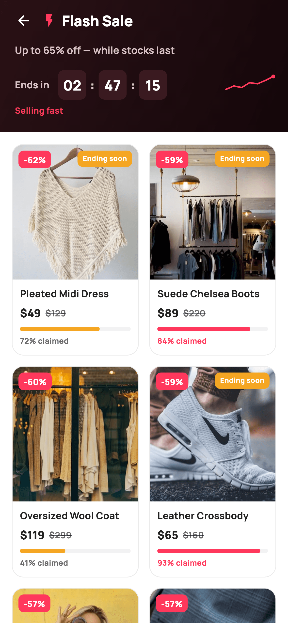 Flash Sale — E-commerce Flutter screen