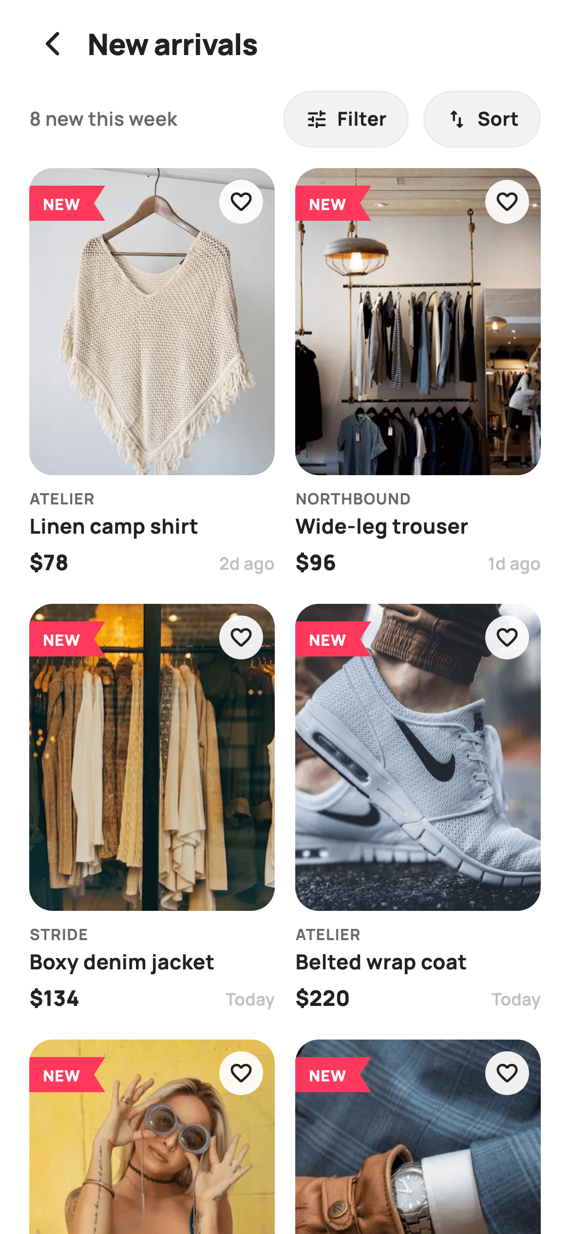 New Arrivals — E-commerce Flutter UI screen