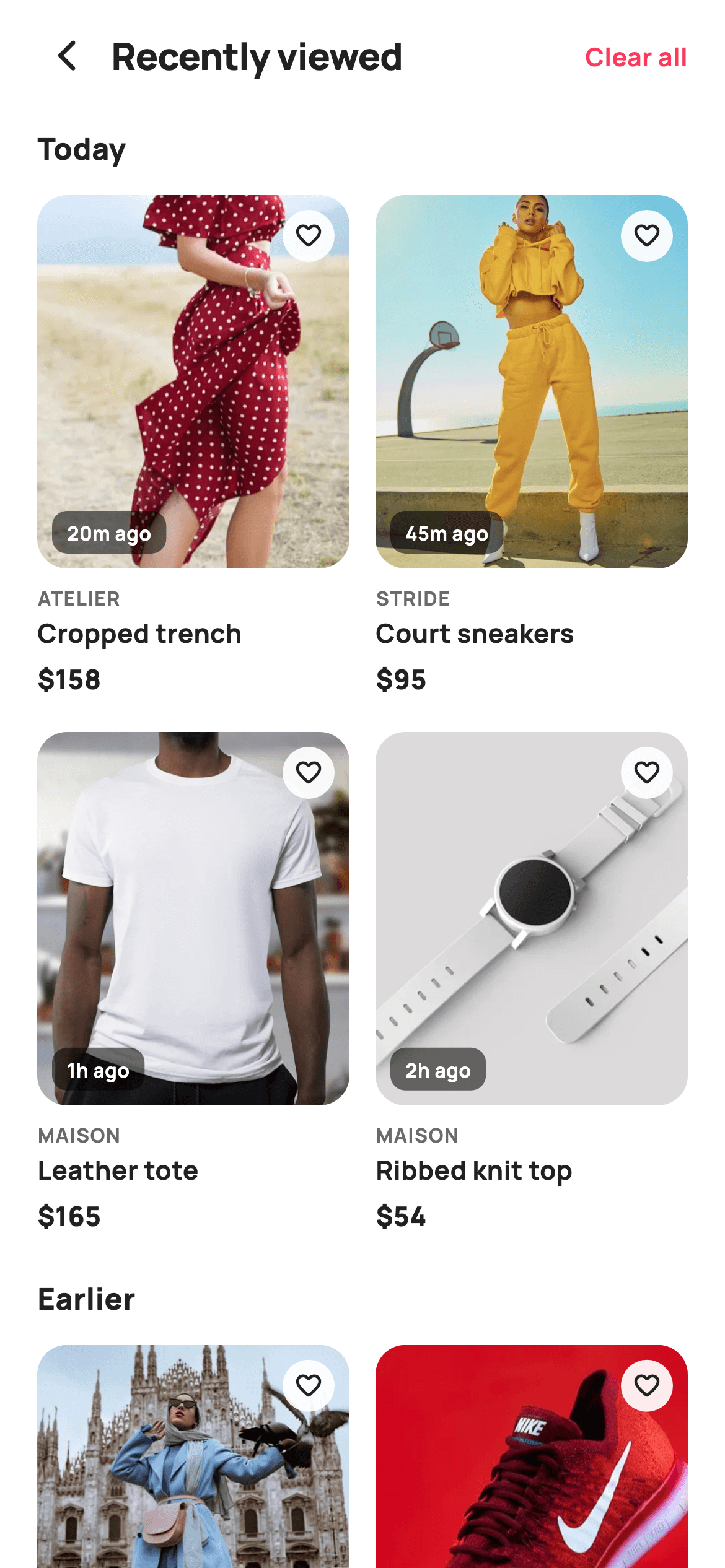 Recently Viewed — E-commerce Flutter UI screen