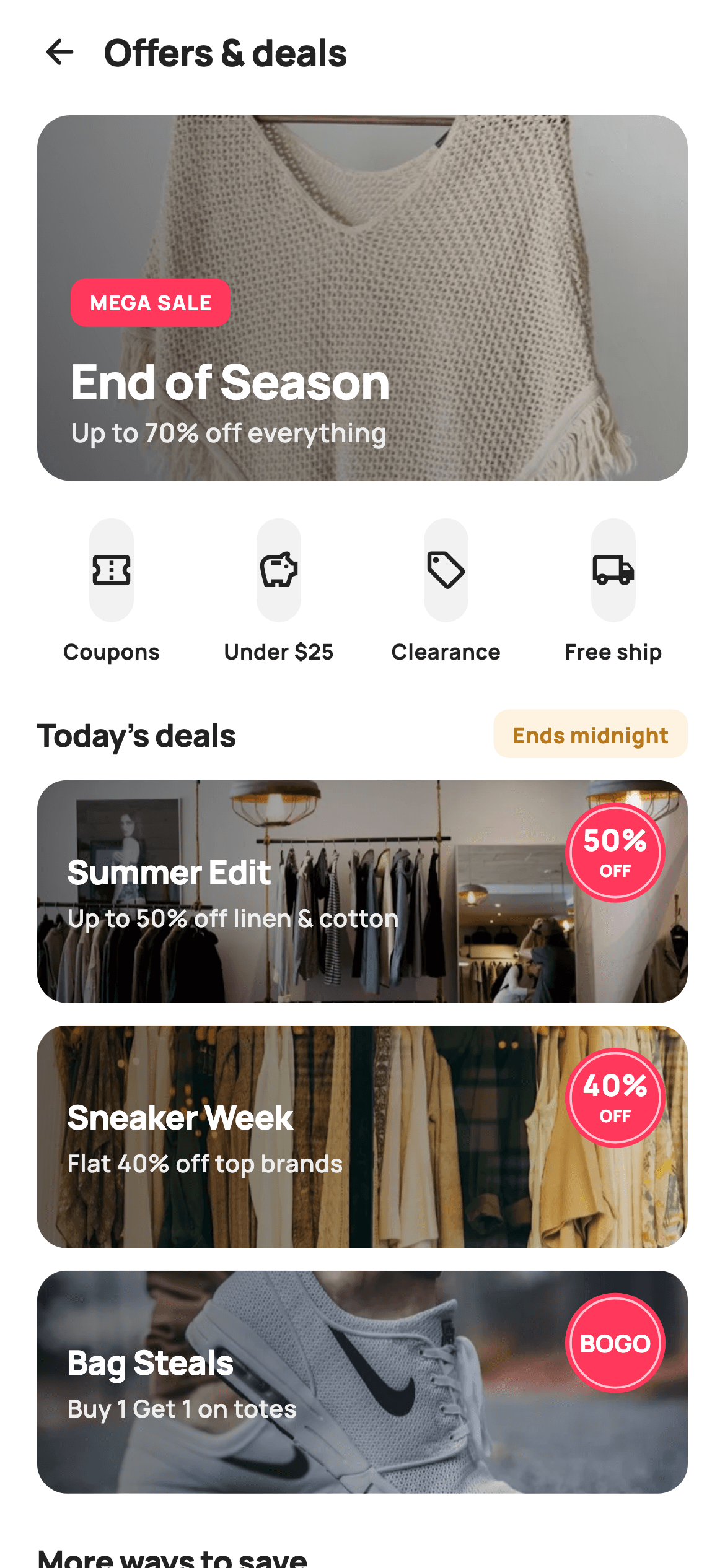 Offers & Deals — E-commerce Flutter screen