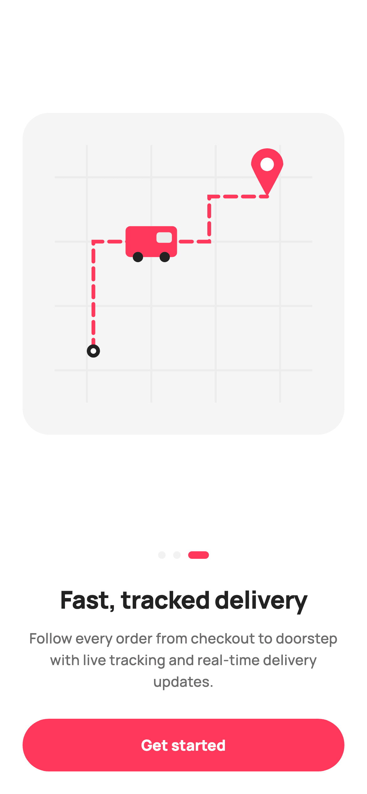 Tracked delivery onboarding — E-commerce Flutter UI screen
