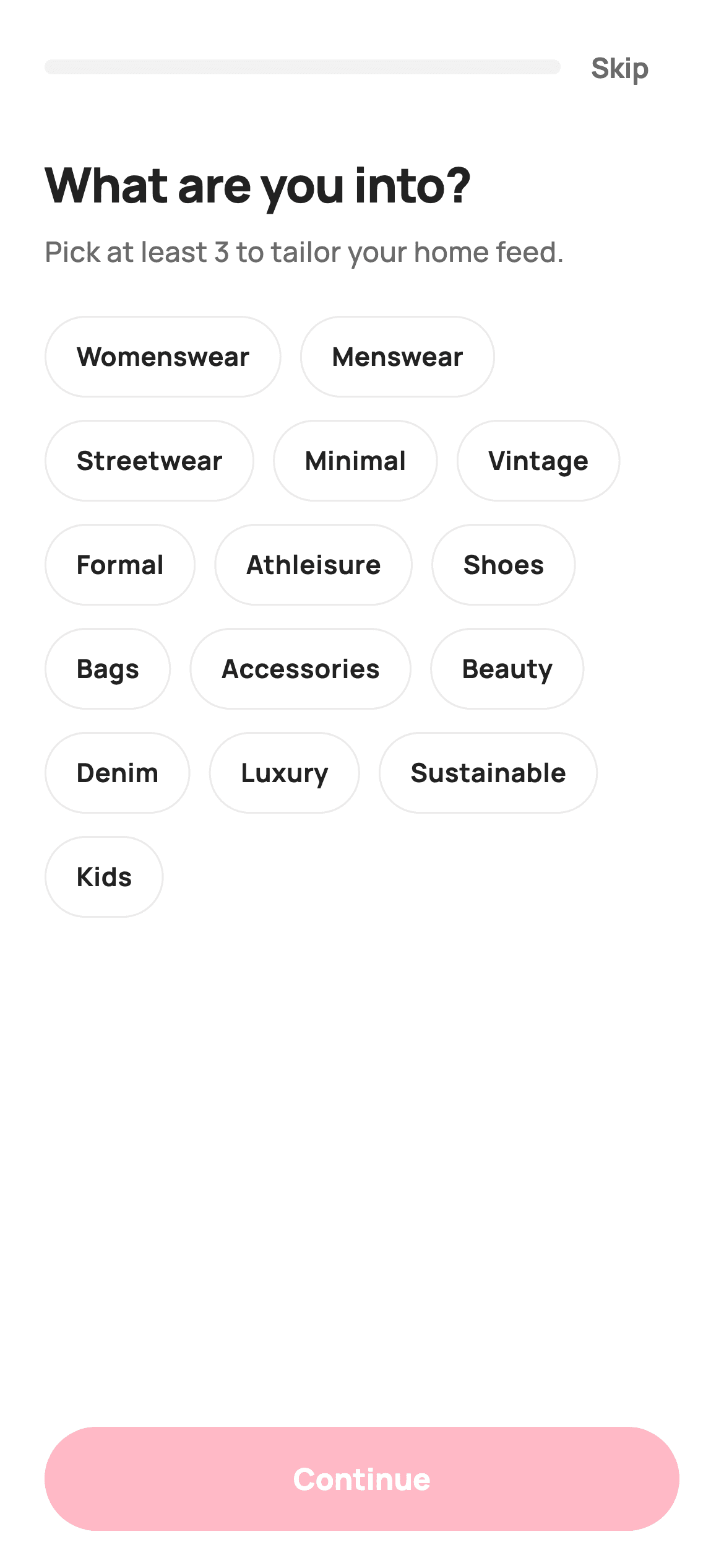 Style Quiz — E-commerce Flutter UI screen