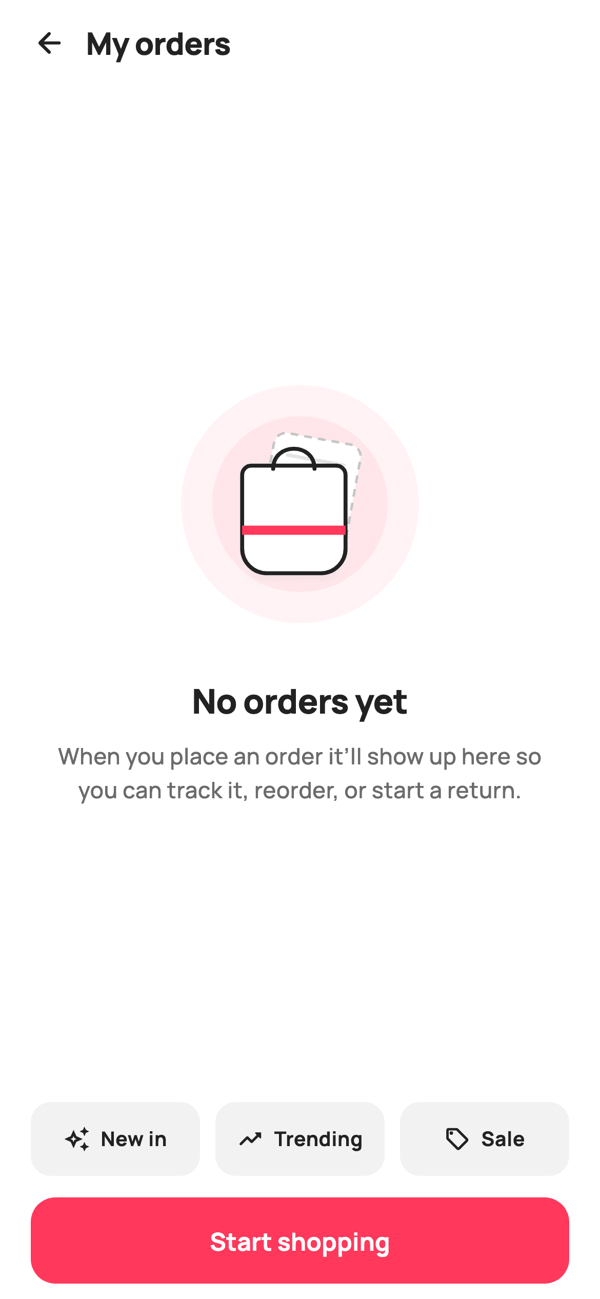 No orders — E-commerce Flutter UI screen