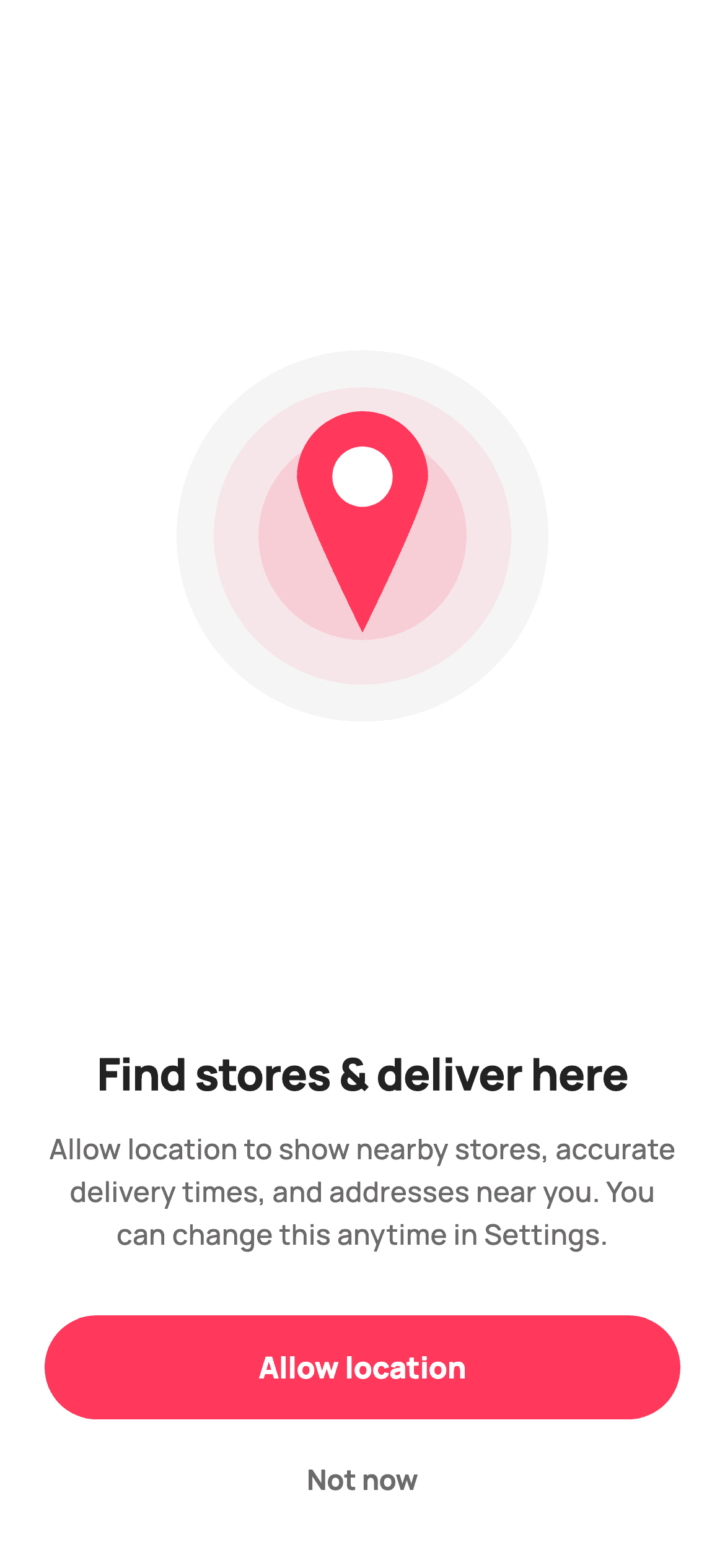 Location Permission — E-commerce Flutter UI screen