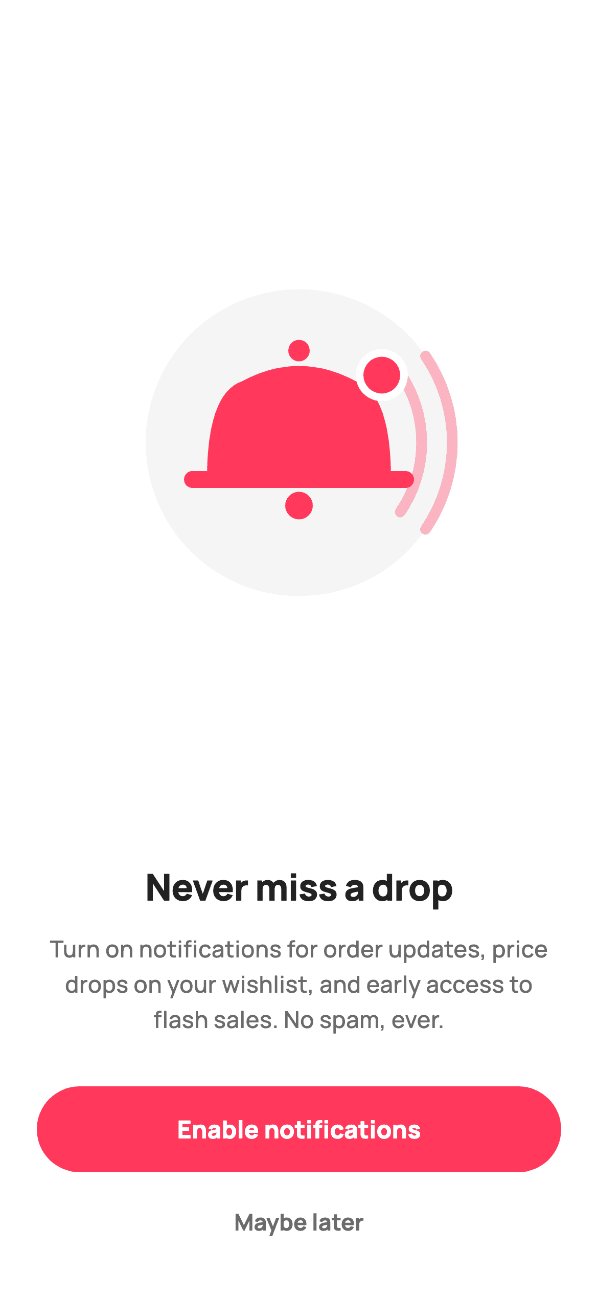 Notifications Permission — E-commerce Flutter UI screen