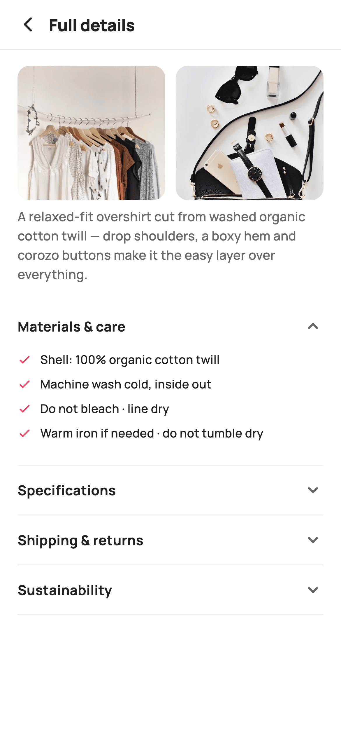 Full Details — E-commerce Flutter UI screen