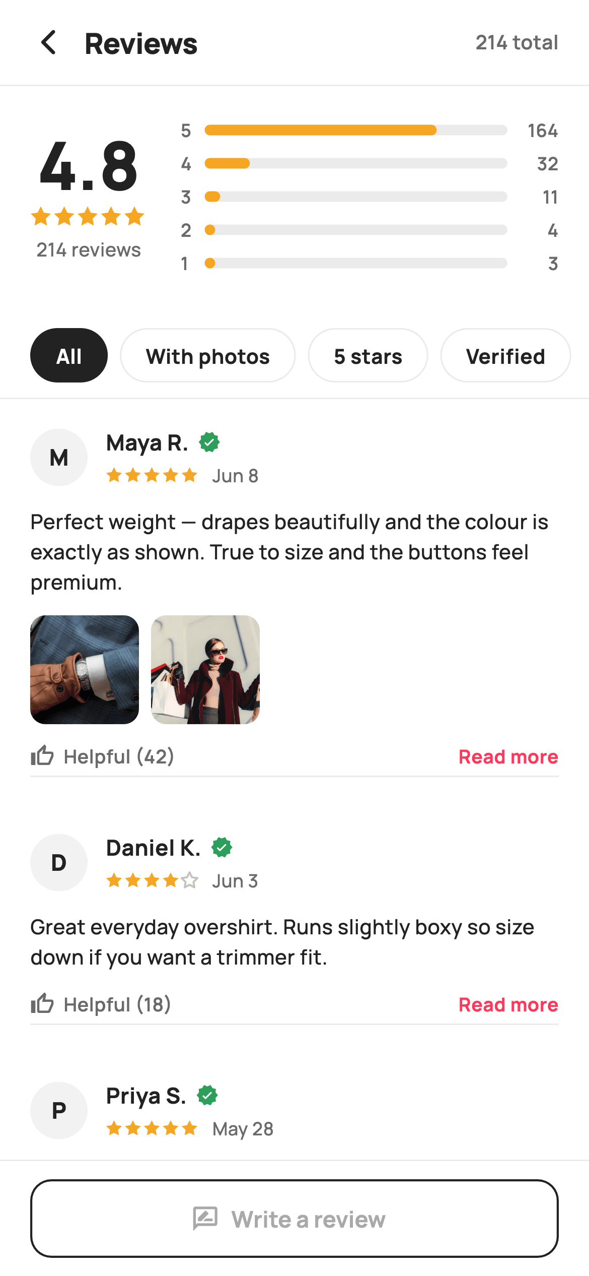 Product Reviews — E-commerce Flutter UI screen