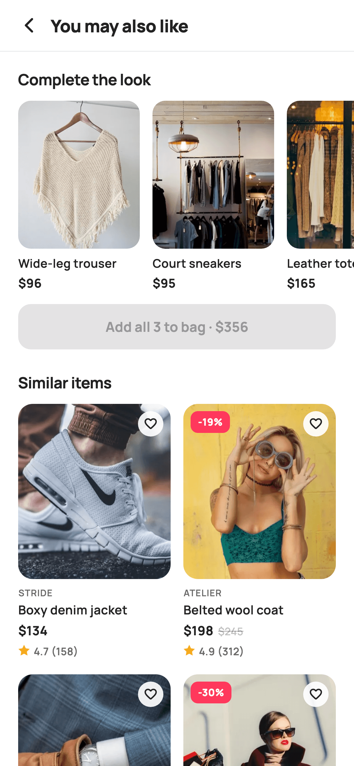 Similar Products — E-commerce Flutter screen