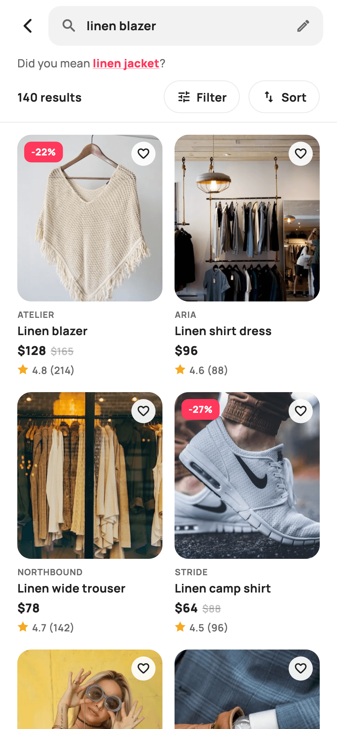 Search Results — E-commerce Flutter screen