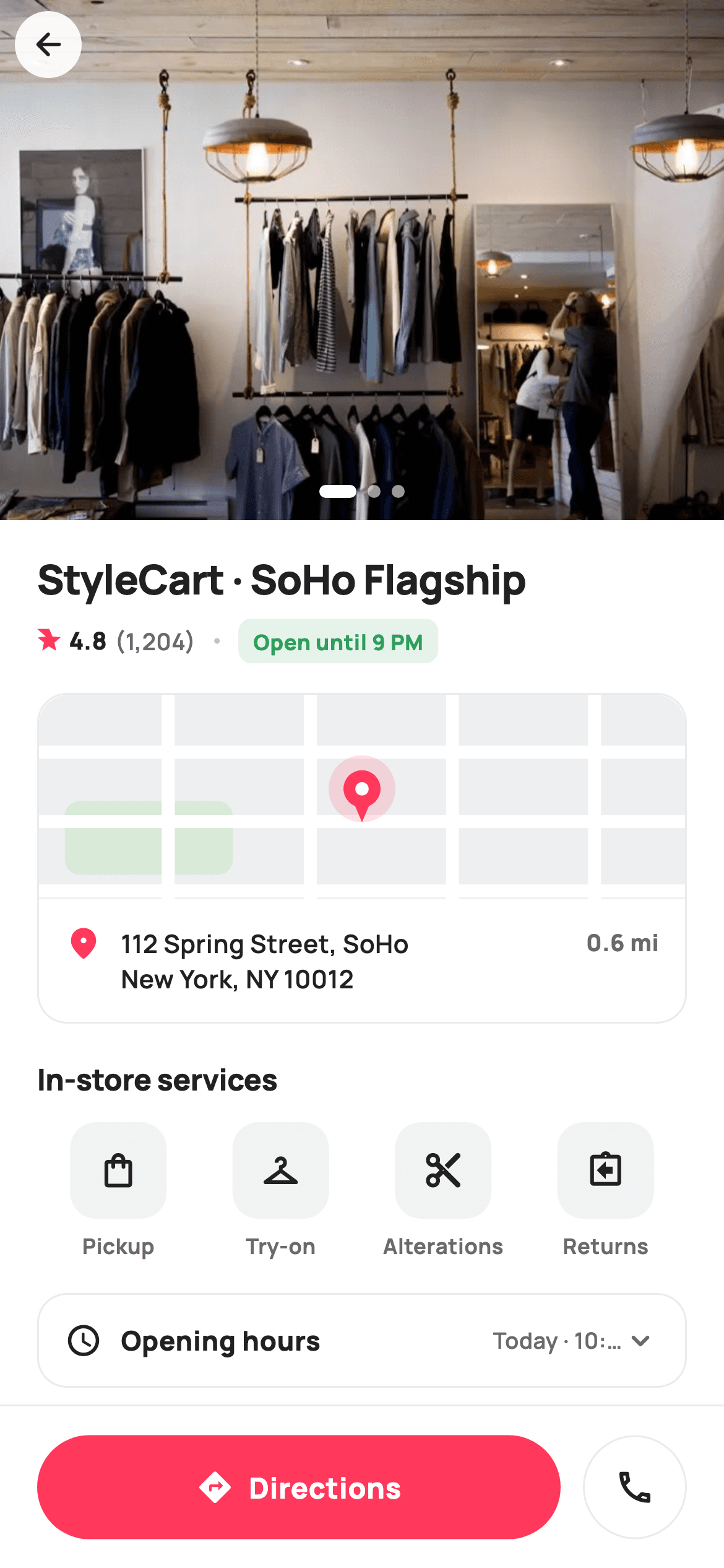 Store Detail — E-commerce Flutter screen