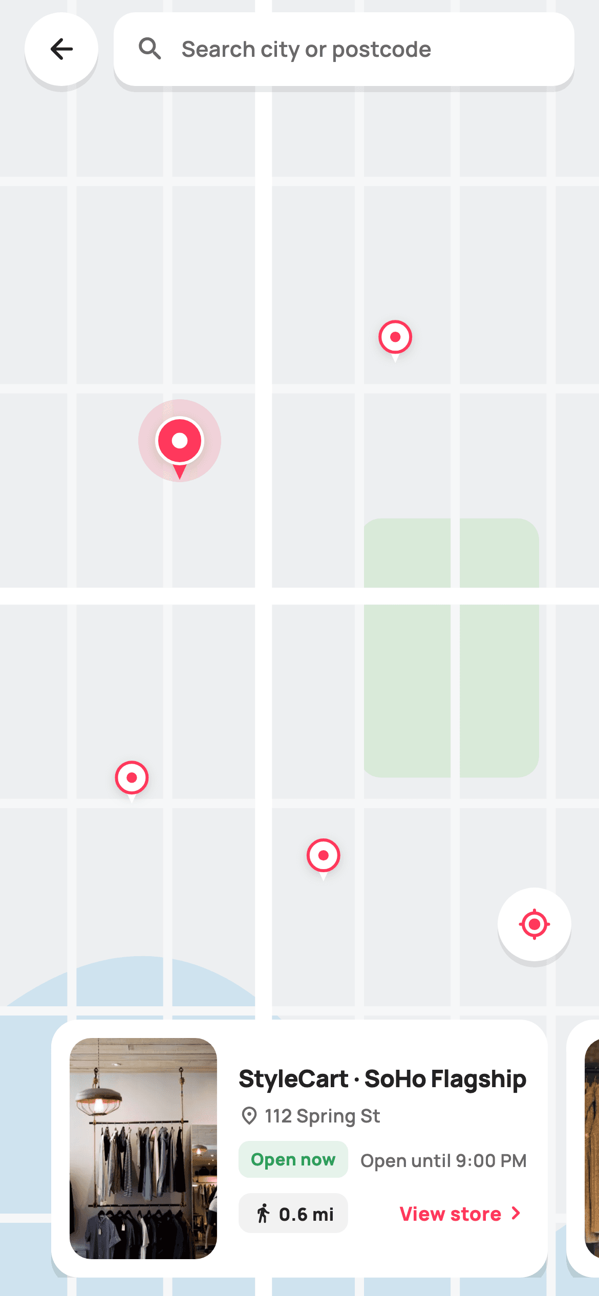 Store Locator — E-commerce Flutter screen