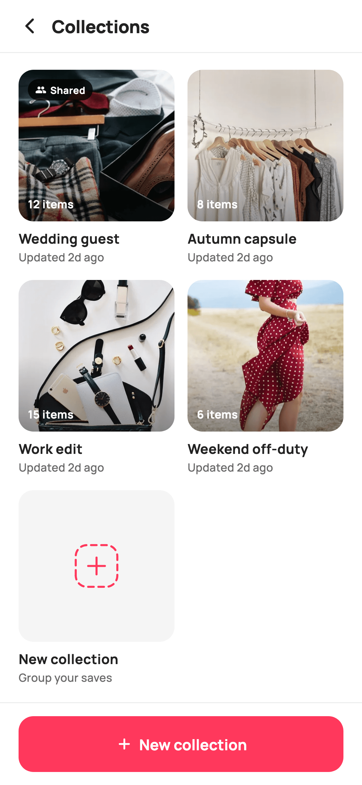 Wishlist Collections — E-commerce Flutter UI screen