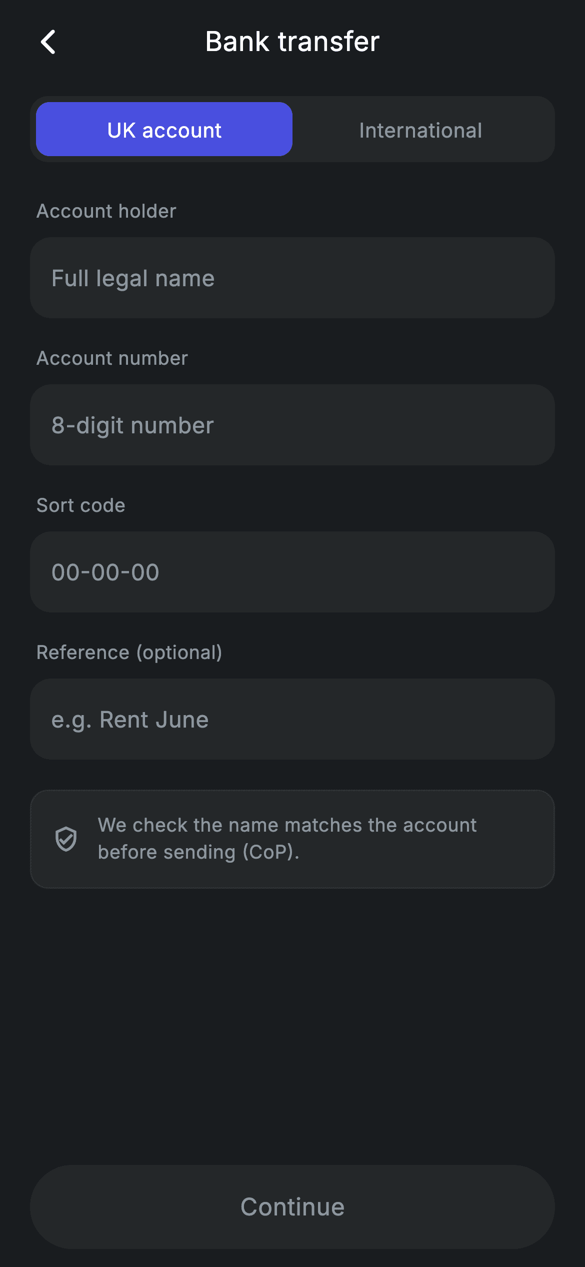 Fintech · Bank Transfer — Fintech Flutter screen