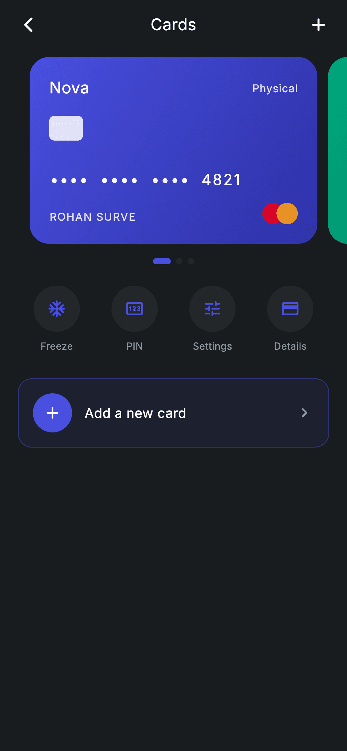 Fintech · Cards — Fintech Flutter screen
