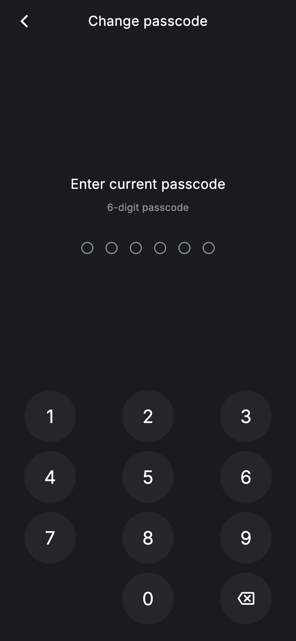 Change Passcode — Fintech Flutter UI screen