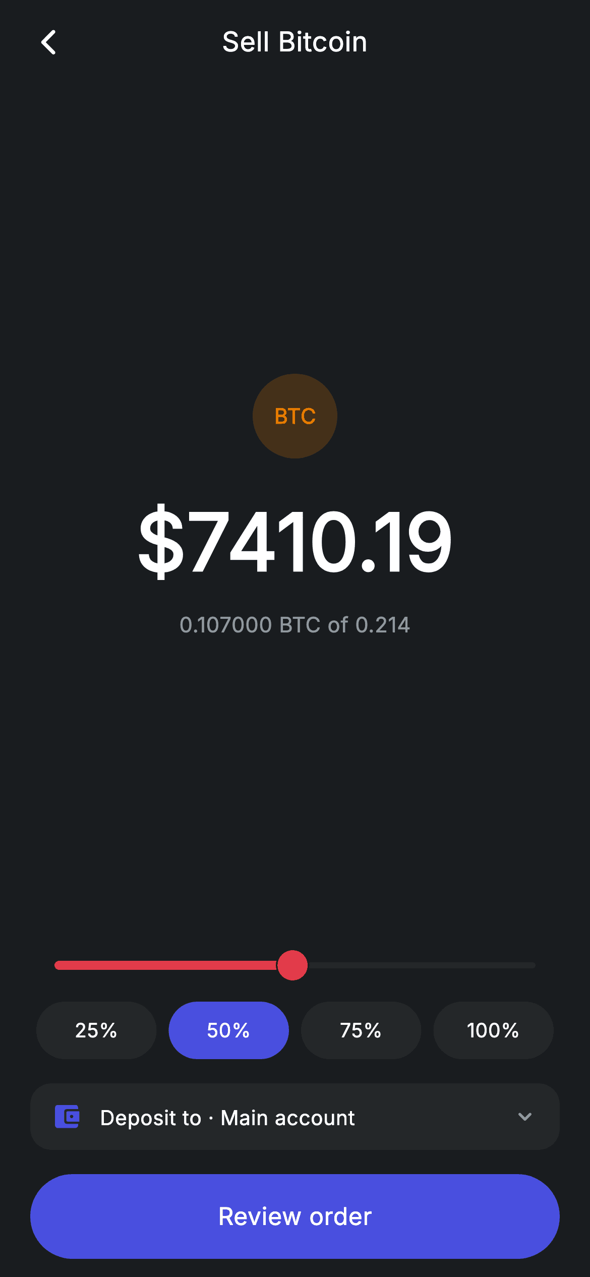 Crypto Sell — Fintech Flutter UI screen