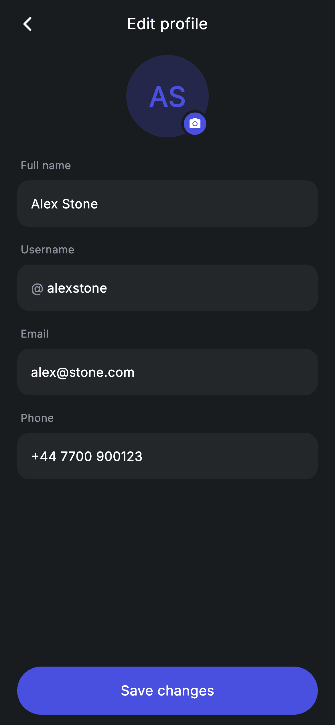 Edit Profile — Fintech Flutter UI screen