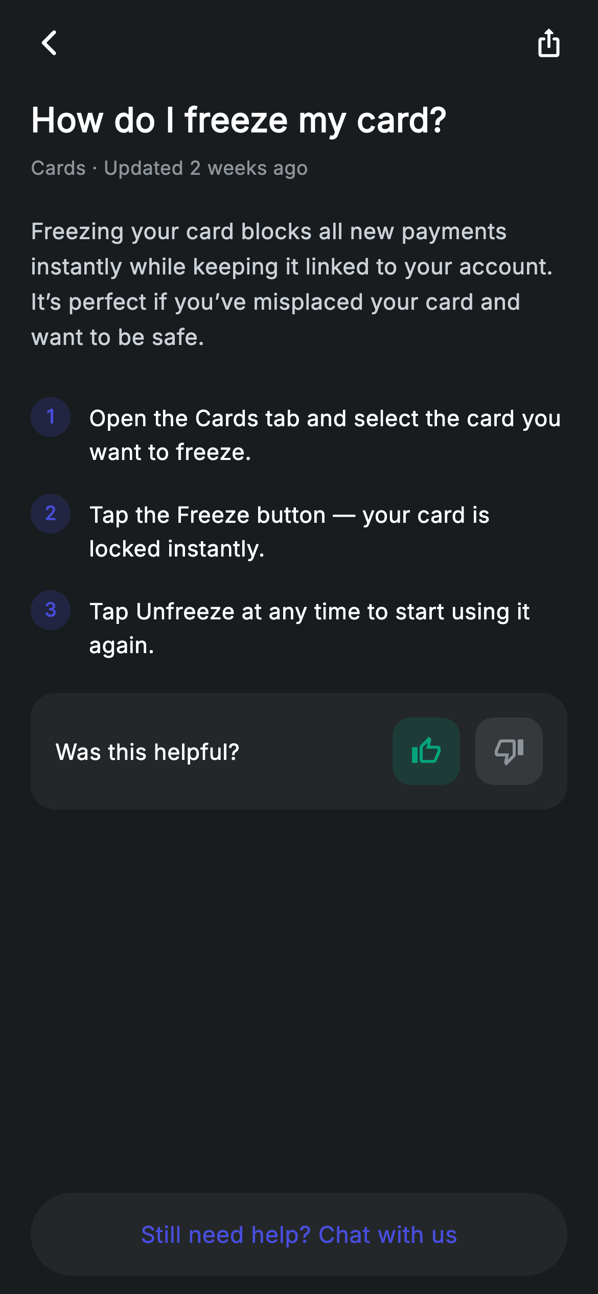 Help Article — Fintech Flutter UI screen