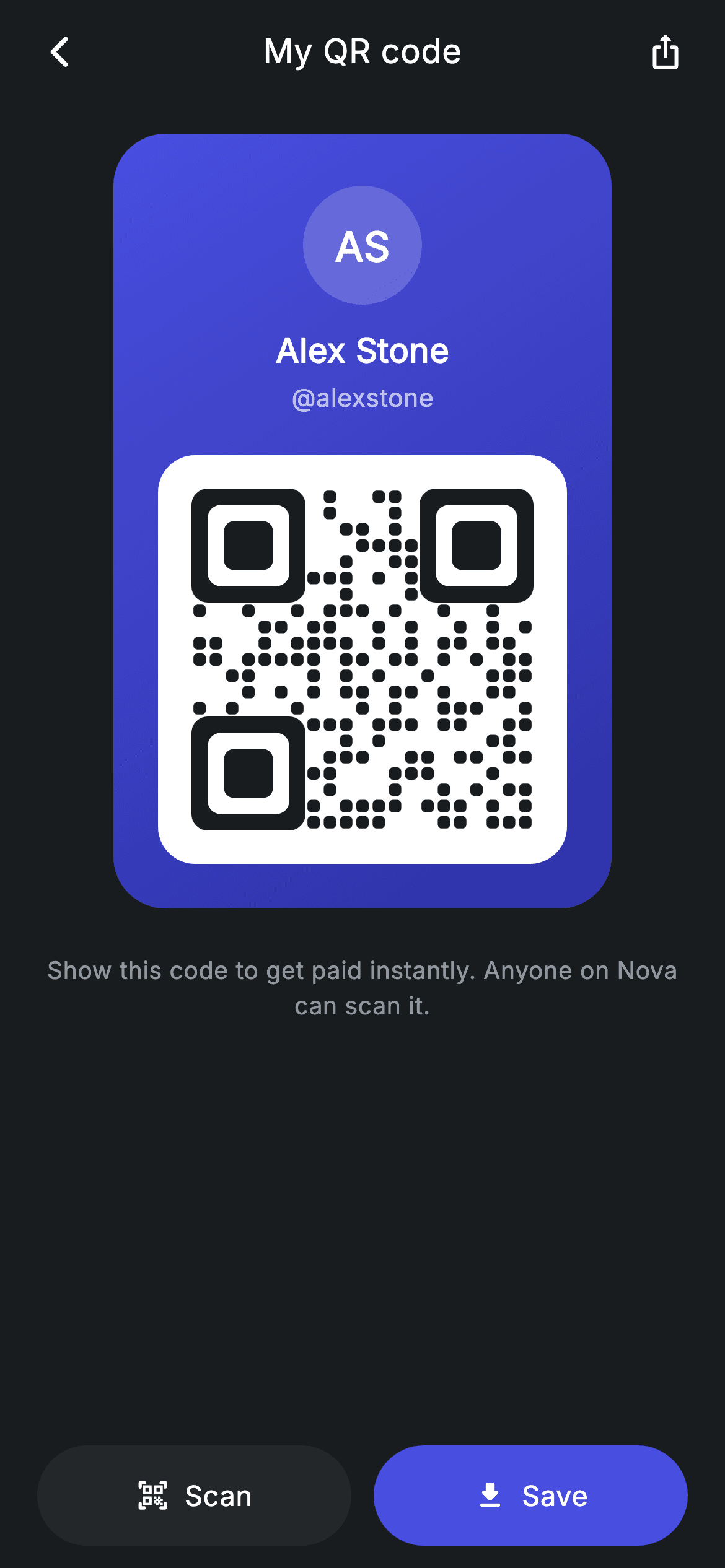 Fintech · My QR — Fintech Flutter screen